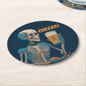 grappig skelet bier drink modern ronde kartonnen onderzetter (Gebogen)