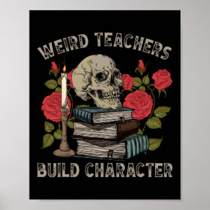 Grappig Skelet Boek Bloemrijke Schedel Halloween L Poster