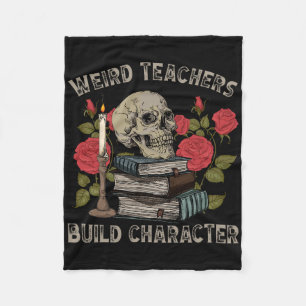 Grappig Skelet Boek Floral Skull Halloween Leraar Fleece Deken