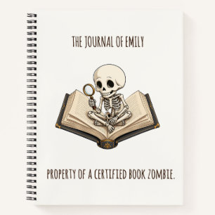 Grappig skelet boekworm op maat hardcover journaal notitieboek