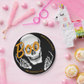 Grappig skelet Boo! Halloween thuisfeest Papieren Bordje (Feest)