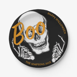 Grappig skelet Boo! Halloween thuisfeest Papieren Bordje