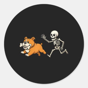 Grappig Skelet Bulldog Halloween Hond Moeder Huisd Ronde Sticker