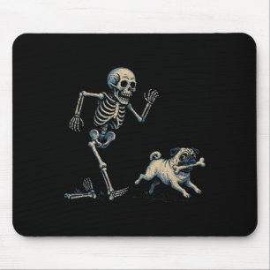 Grappig Skelet Chasing Pug Halloween Hond Mama Pug Muismat