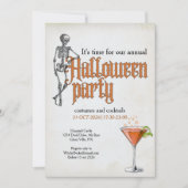 Grappig Skelet Cocktail Kantoor Halloween Feest Kaart (Voorkant)