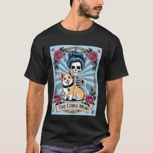 Grappig Skelet Corgi Moeder Halloween Spoken Hond T-shirt