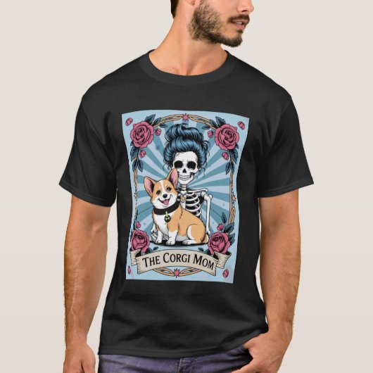 Grappig Skelet Corgi Moeder Halloween Spoken Hond T-shirt (Voorkant)