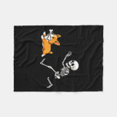 Grappig Skelet dat Corgi achterna zit Halloween Ho Fleece Deken (Voorkant (Horizontaal))