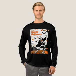 Grappig Skelet dat Danst met "Gelukkig Halloween"- Tri-Blend Shirt