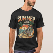 Grappig skelet dat ontspant op het strand / grieze t-shirt (Voorkant)