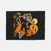 Grappig Skelet dat op een Dachshund-hond Jaagt Gra Fleece Deken (Voorkant (Horizontaal))