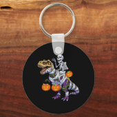 Grappig Skelet dat op Mummie Dinosaurus T Rex rijd Sleutelhanger (Voorkant)