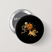 Grappig skelet dat op pug jaagt Halloween kostuum Ronde Button 5,7 Cm (Voorkant /achterkant)