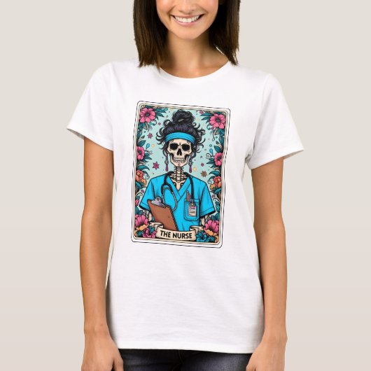 Grappig Skelet De Nurse Tarot T-shirt (Voorkant)