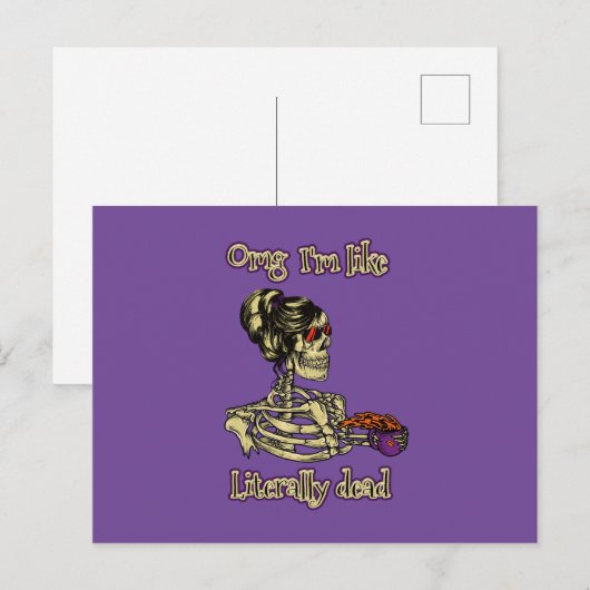 Grappig skelet Drink dat ik letterlijk Dead Coffee Briefkaart (Voorkant / Achterkant)