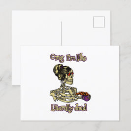 Grappig skelet Drink dat ik letterlijk Dead Coffee Briefkaart