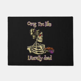 Grappig skelet Drink dat ik letterlijk Dead Coffee Deurmat