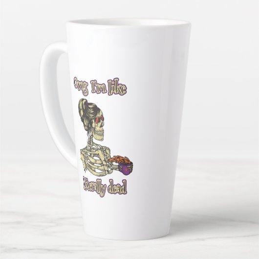 Grappig skelet Drink dat ik letterlijk Dead Coffee Latte Mok (Linkerhoek)