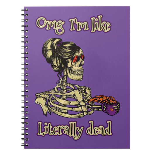 Grappig skelet Drink dat ik letterlijk Dead Coffee Notitieboek (Voorkant)