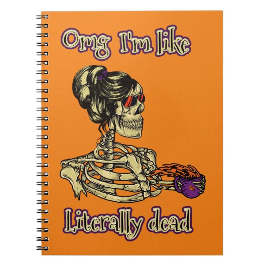 Grappig skelet Drink dat ik letterlijk Dead Coffee Notitieboek (Voorkant)