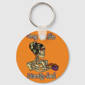 Grappig skelet Drink dat ik letterlijk Dead Coffee Sleutelhanger (Achterkant)