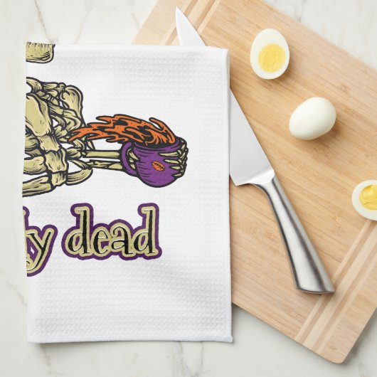 Grappig skelet Drink dat ik letterlijk Dead Coffee Theedoek (Quarter Fold)