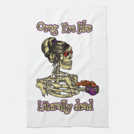 Grappig skelet Drink dat ik letterlijk Dead Coffee Theedoek