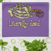 Grappig skelet Drink dat ik letterlijk Dead Coffee Theedoek (Gevouwen)