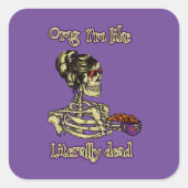 Grappig skelet Drink dat ik letterlijk Dead Coffee Vierkante Sticker (Voorkant)