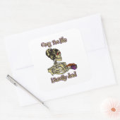 Grappig skelet Drink dat ik letterlijk Dead Coffee Vierkante Sticker (Envelop)