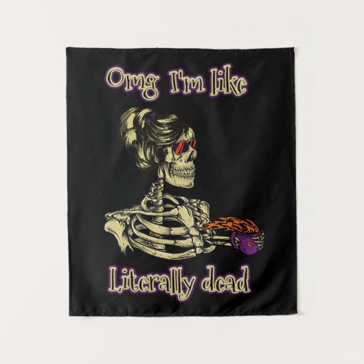 Grappig skelet Drink dat ik letterlijk Dead Coffee Wandkleed (Voorkant)