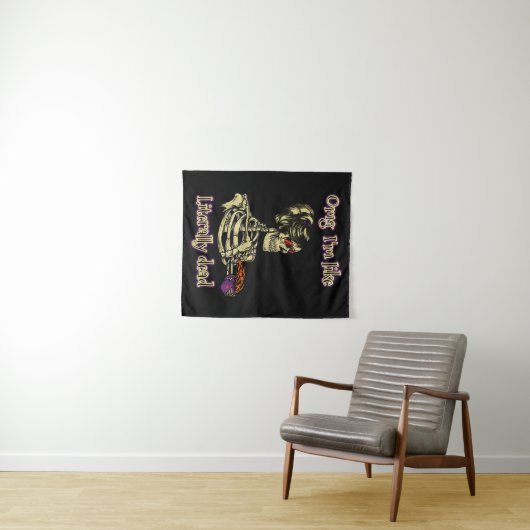 Grappig skelet Drink dat ik letterlijk Dead Coffee Wandkleed (In Situ (horizontaal))