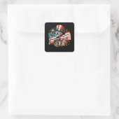 Grappig skelet Drink Vierkante Sticker (Tas)