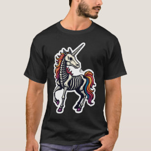 Grappig Skelet Eenhoorn Liefhebbers Griezelen Hall T-shirt