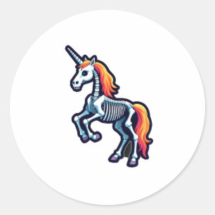 Grappig Skelet Eenhoorn Liefhebbers Griezelige Hal Ronde Sticker