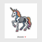 Grappig Skelet Eenhoorn Liefhebbers Spooky Hallowe Sticker (Vel)