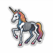 Grappig Skelet Eenhoorn Liefhebbers Spooky Hallowe Sticker (Voorkant)