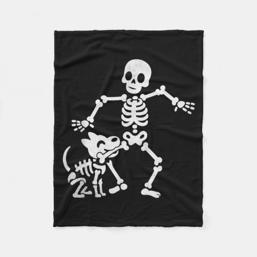 Grappig Skelet En Hond Halloween Kostuum Hond Sche Fleece Deken (Voorkant)