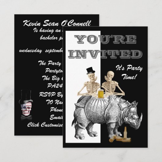 Grappig skelet en neushoorn kaart (Voorkant / Achterkant)