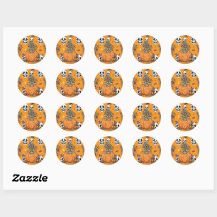 Grappig Skelet En Snoepgoed Voor Halloween Ronde Sticker