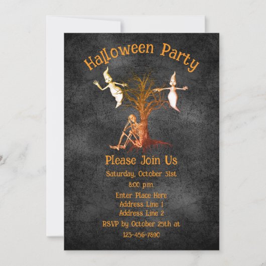 Grappig skelet en spoken Halloween Kaart (Voorkant)