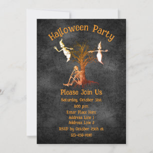 Grappig skelet en spoken Halloween Kaart