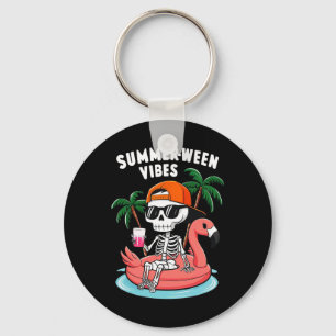 Grappig Skelet Flamingo Summerween Sfeer Halloween Sleutelhanger