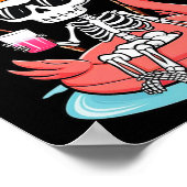 Grappig Skelet Flamingo Summerween Vibe Halloween Poster (Hoek)