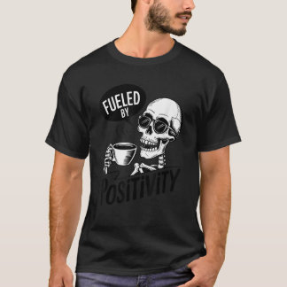Grappig skelet gevoed door positiviteit koffielief t-shirt