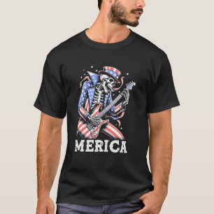 Grappig Skelet Gitarist Rock'n Roll 4 juli S T-shirt