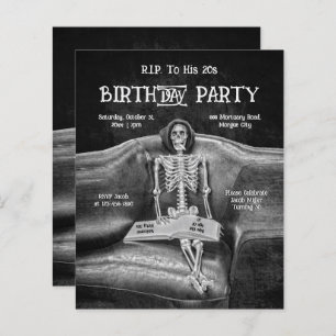 Grappig skelet gotische RIP naar zijn 20s budget