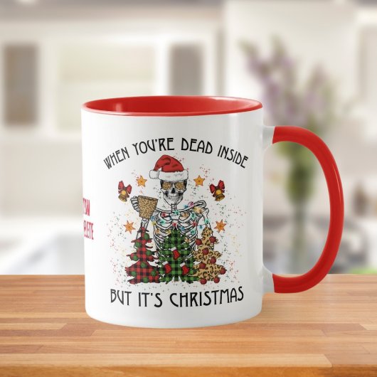 Grappig Skelet Griezelige Sfeer Schedel Kerstmis Mok