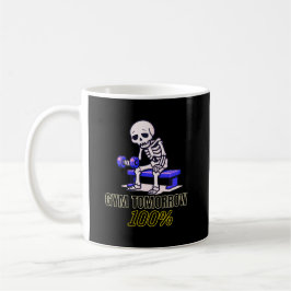 Grappig skelet gym cartoon met Gym Morgen 100%  Koffiemok
