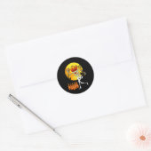 Grappig Skelet Halloween Bowling Speler En Cadeau Ronde Sticker (Envelop)